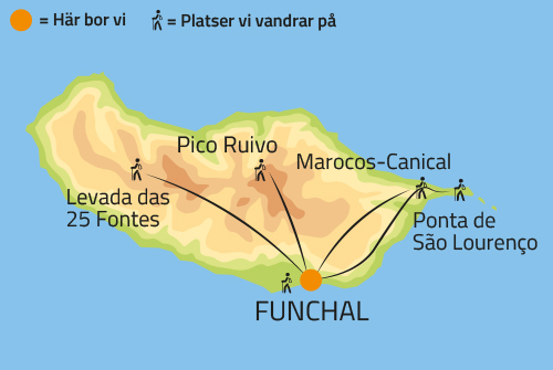 Geografisk karta ver Madeira.